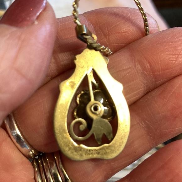 Vintage Iskin 10ktGF necklace with red stone - Picture 6 of 6